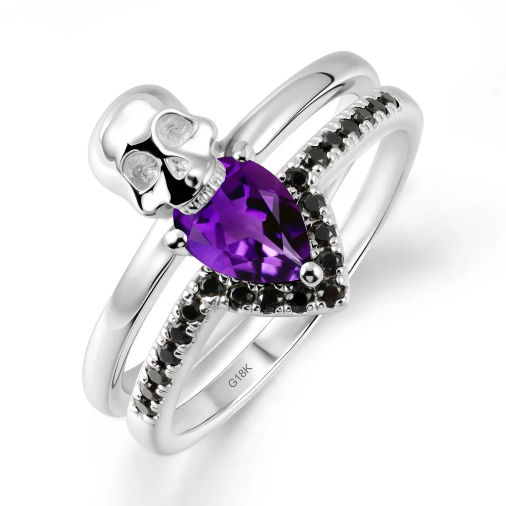 Skull Gothic Amethyst and Black Spinel Ring - Image 6