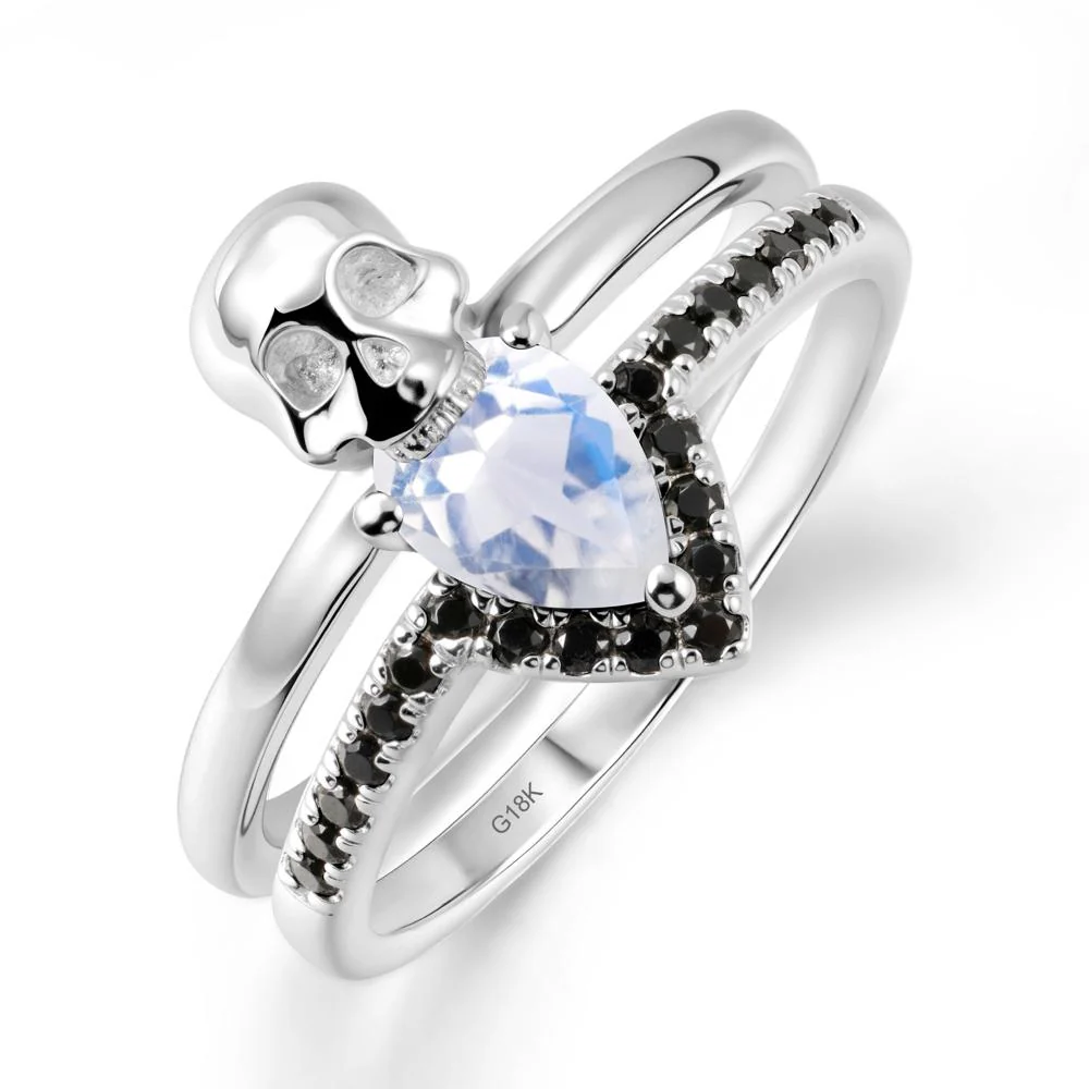 Skull Gothic Moonstone and Black Spinel Ring - Image 6
