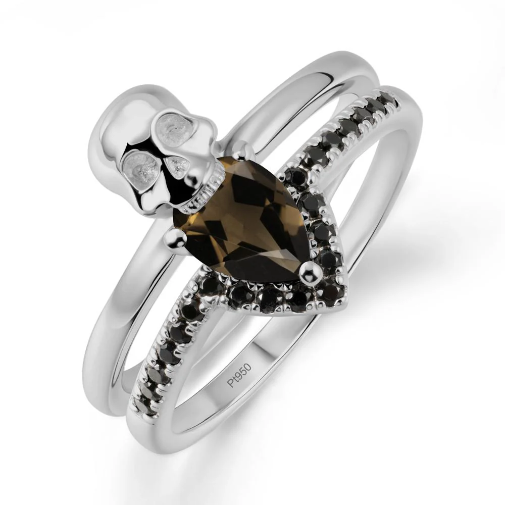 Skull Gothic Smoky Quartz and Black Spinel Ring - Image 8