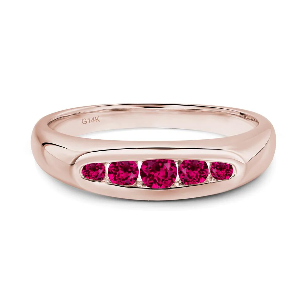 Sleek Ruby Channel Band Ring - Image 3
