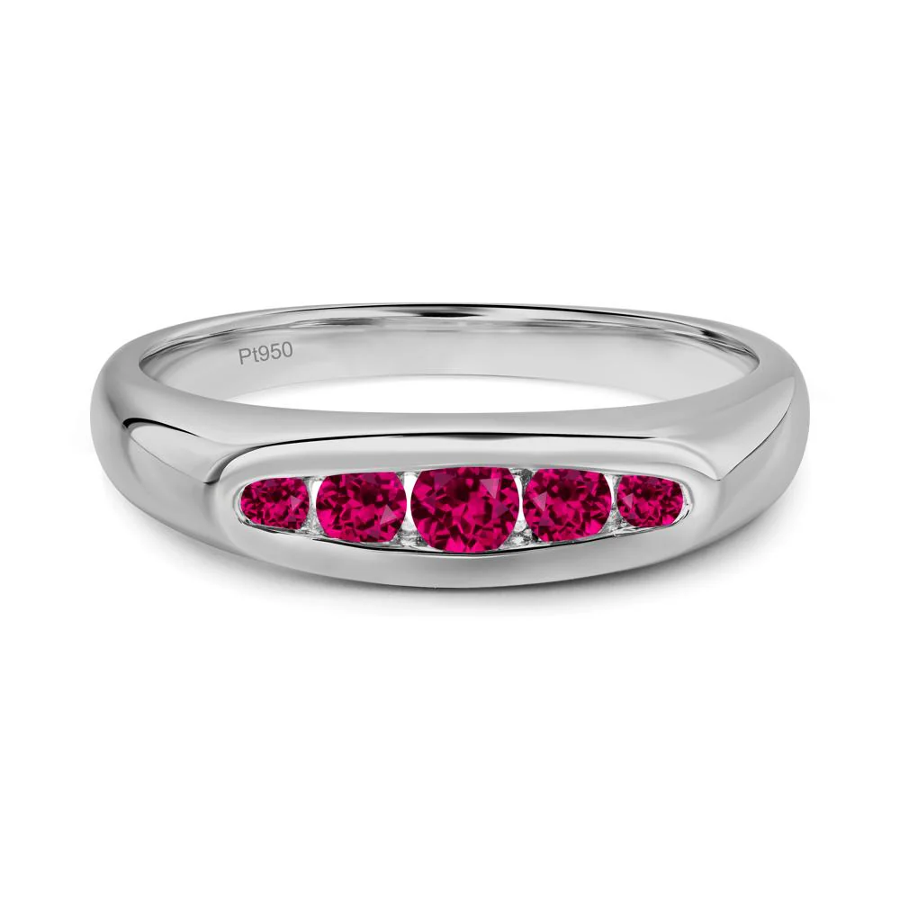 Sleek Ruby Channel Band Ring - Image 6