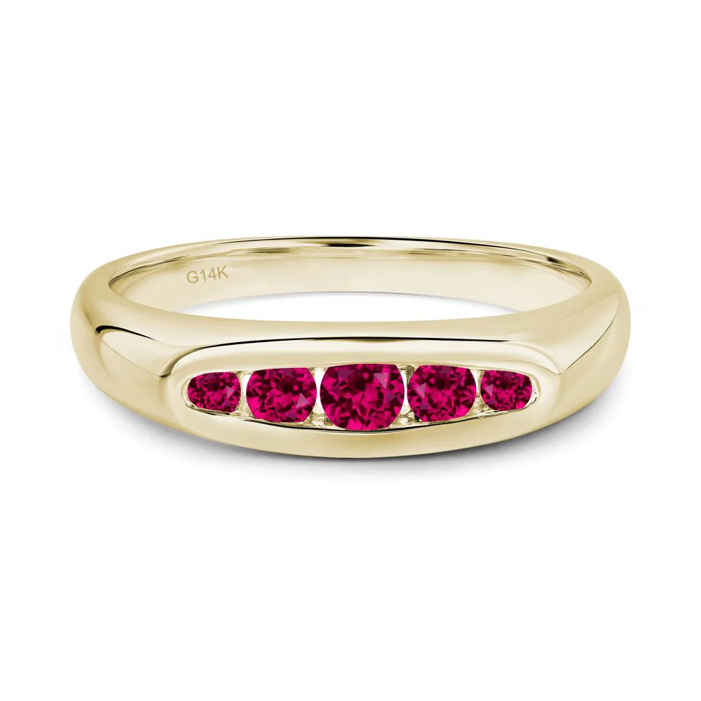 Sleek Ruby Channel Band Ring - Image 7