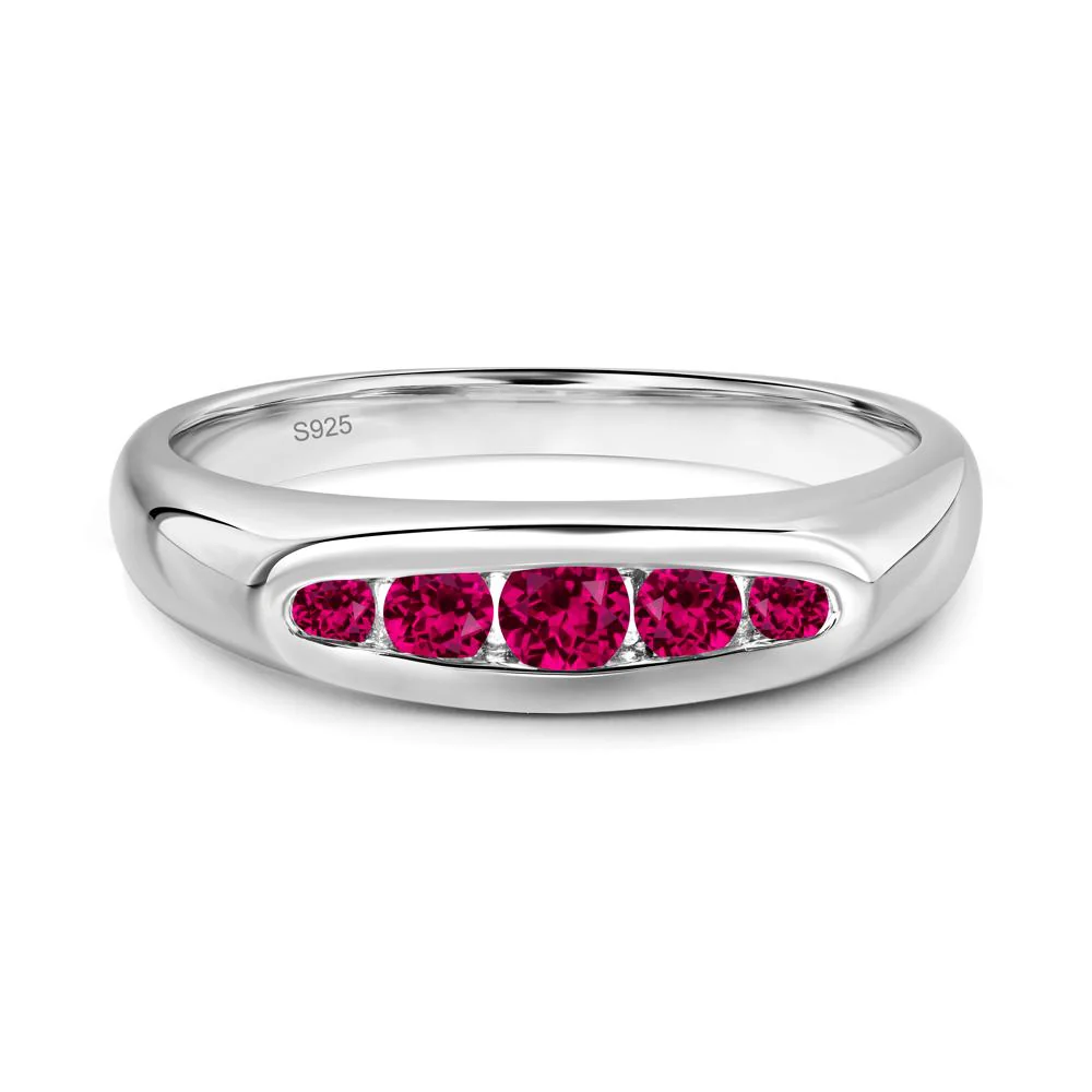 Sleek Ruby Channel Band Ring - Image 9
