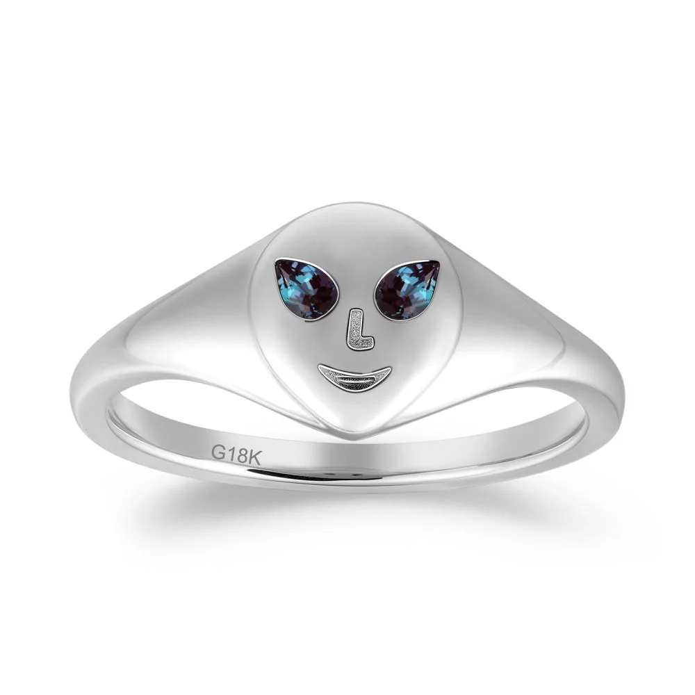 Smile Emoji Signet Alexandrite Ring - Image 7