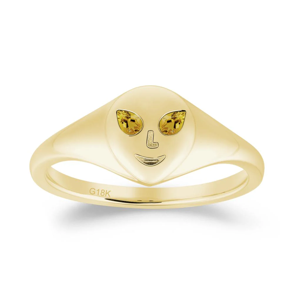 Smile Emoji Signet Citrine Ring - Image 7