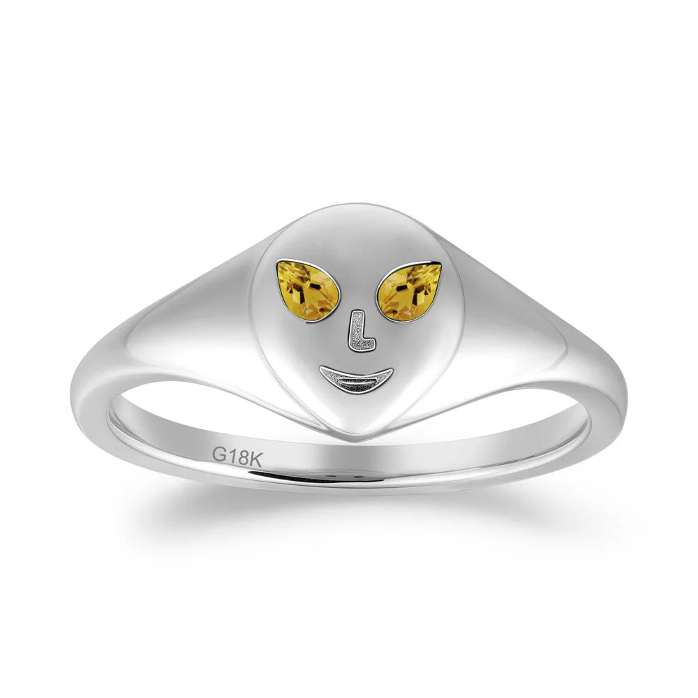 Smile Emoji Signet Citrine Ring - Image 9