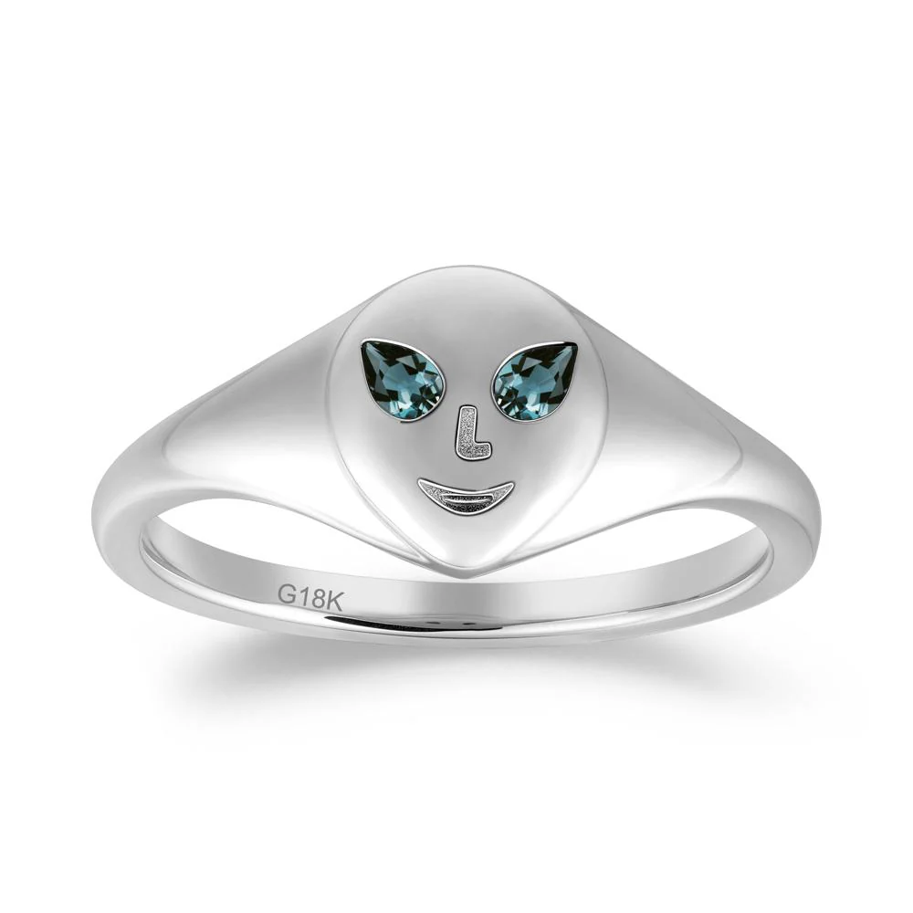 Smile Emoji Signet London Blue Topaz Ring - Image 7