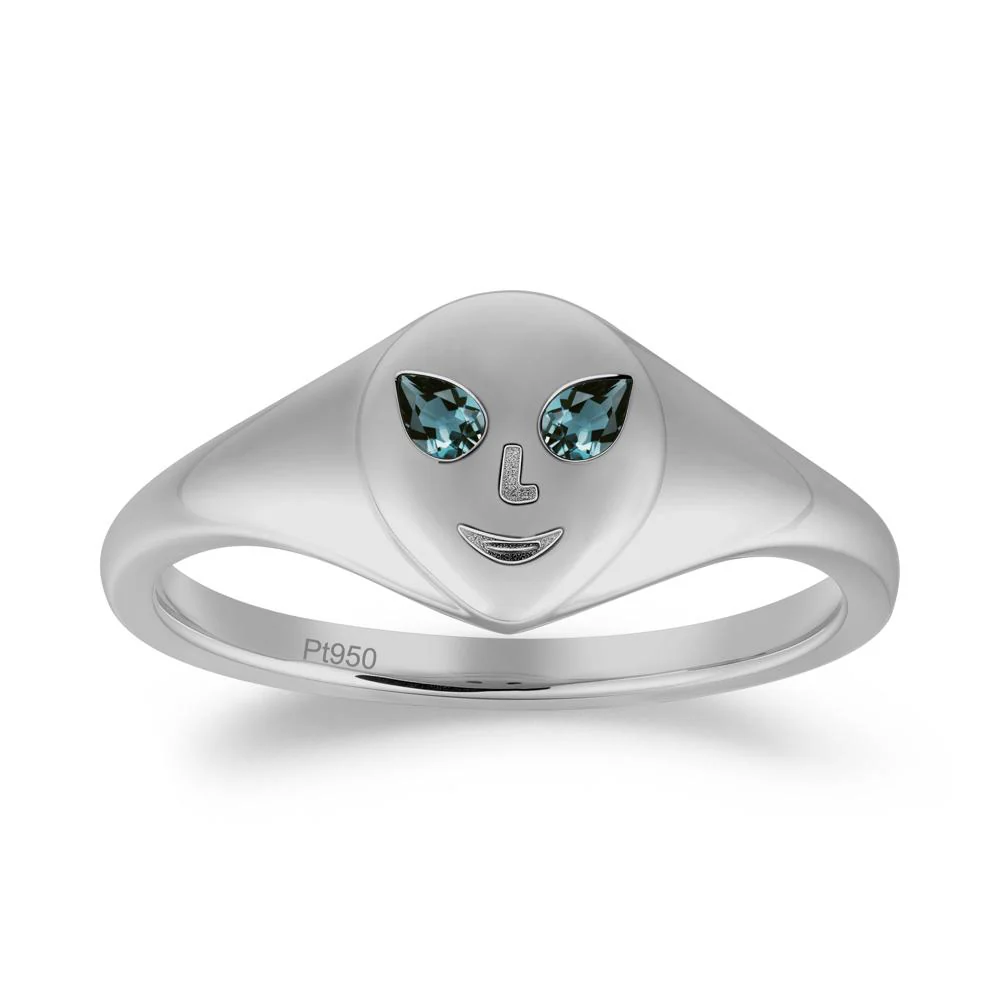 Smile Emoji Signet London Blue Topaz Ring - Image 8