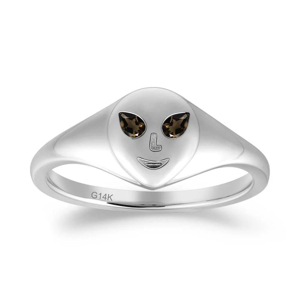 Smile Emoji Signet Smoky Quartz Ring - Image 4