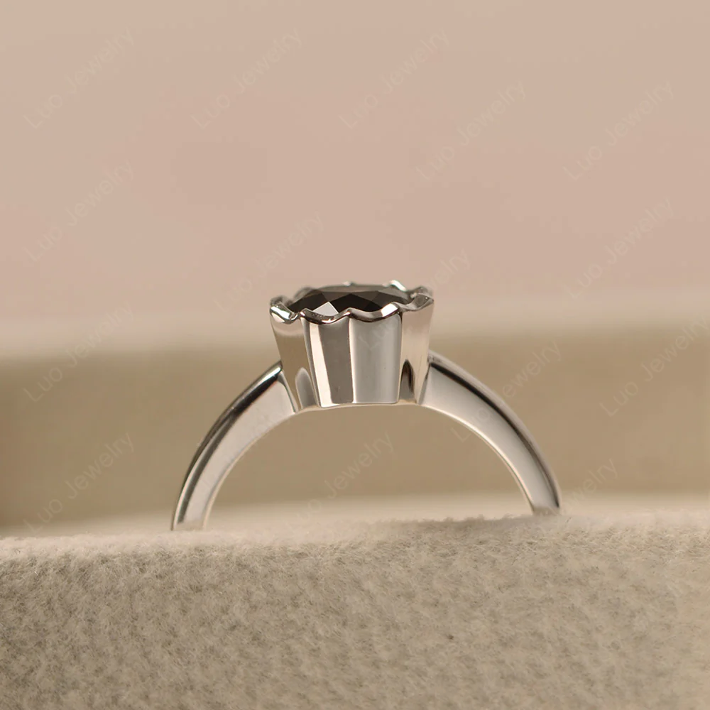 Smoky Quartz Bezel Solitaire Decagon Ring - Image 6