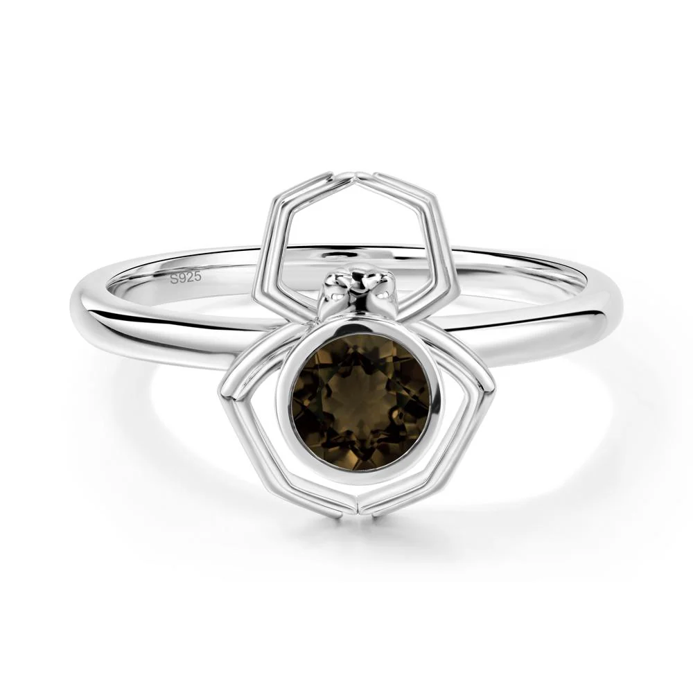 Smoky Quartz Bezel Set Spider Ring