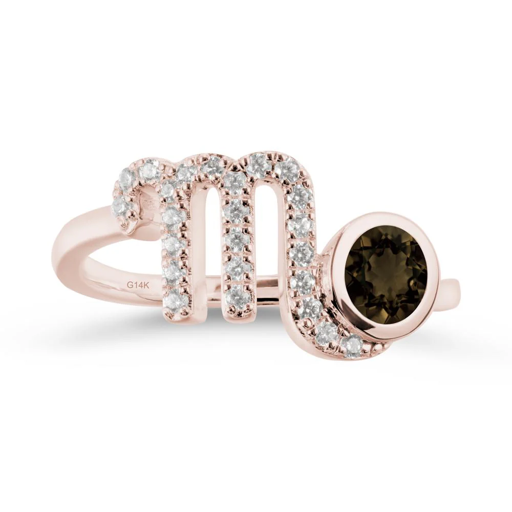 Smoky Quartz Bypass Scorpio Zodiac Ring-Resourceful & Brave - Image 2