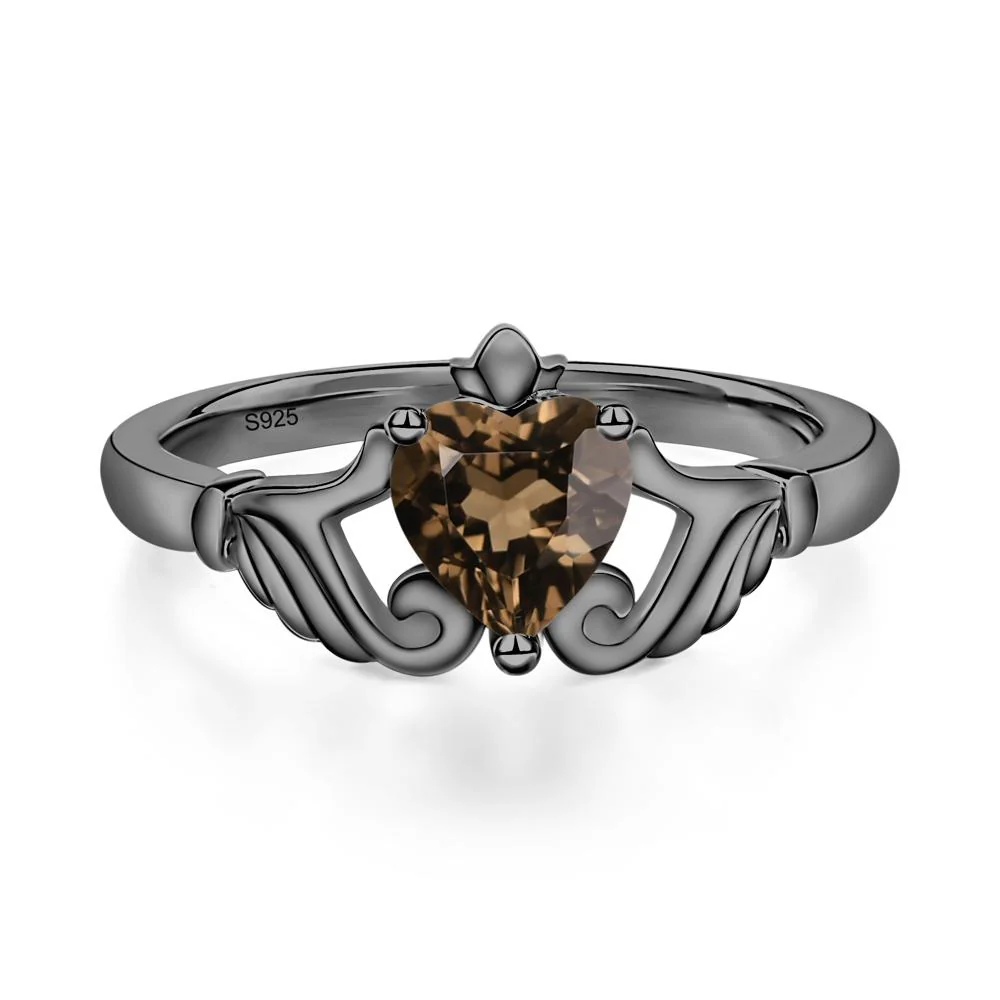 Smoky Quartz Women's Claddagh Ring - Image 2