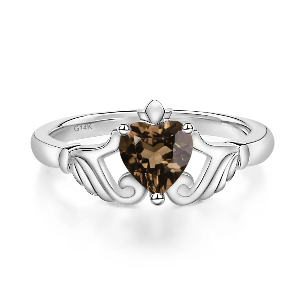 Smoky Quartz Women's Claddagh Ring - Image 3