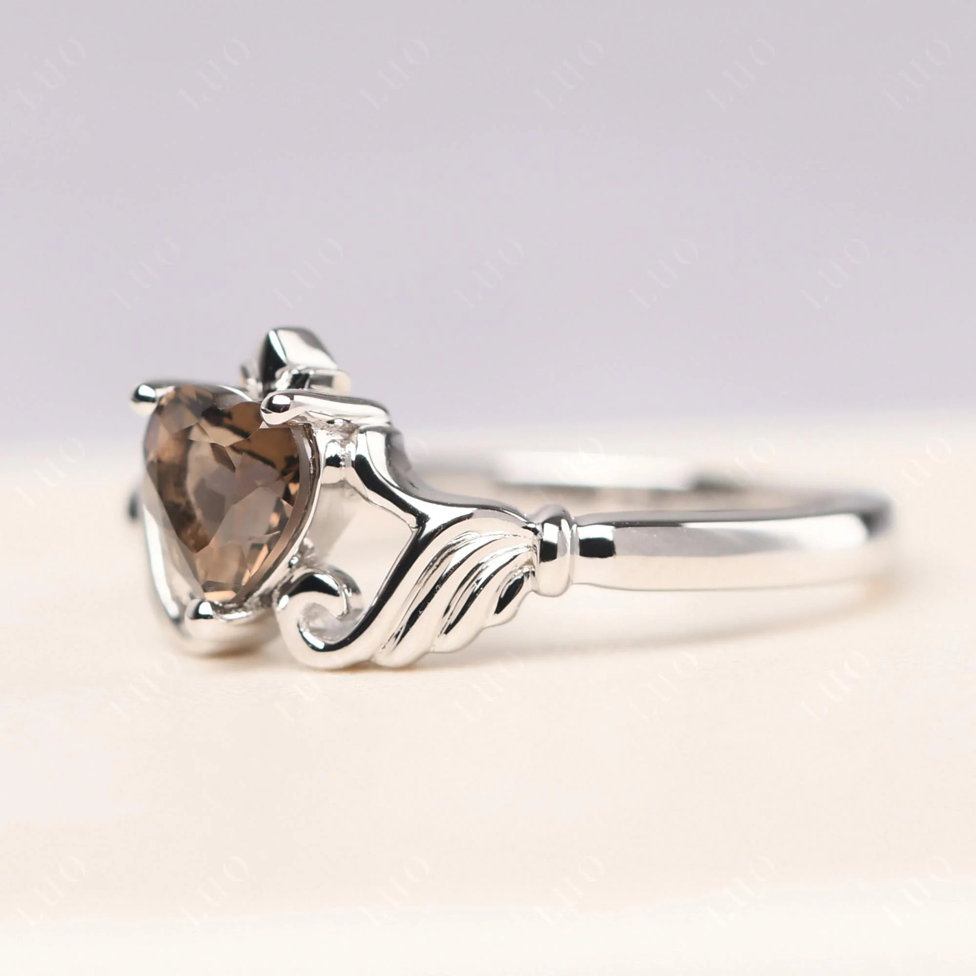Smoky Quartz Women's Claddagh Ring - Image 30