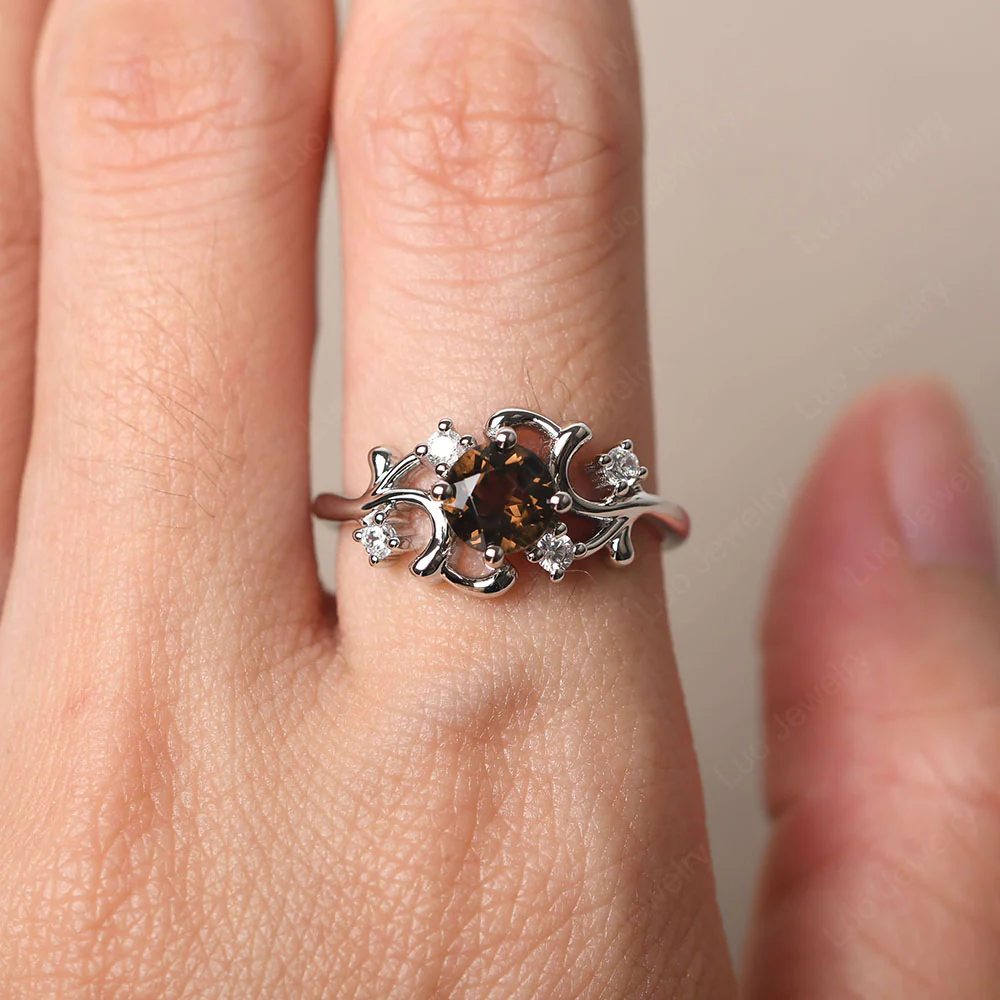 Smoky Quartz Intricate Engagement Ring - Image 5