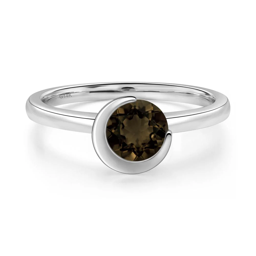 Smoky Quartz Crescent Moon Ring - Image 2