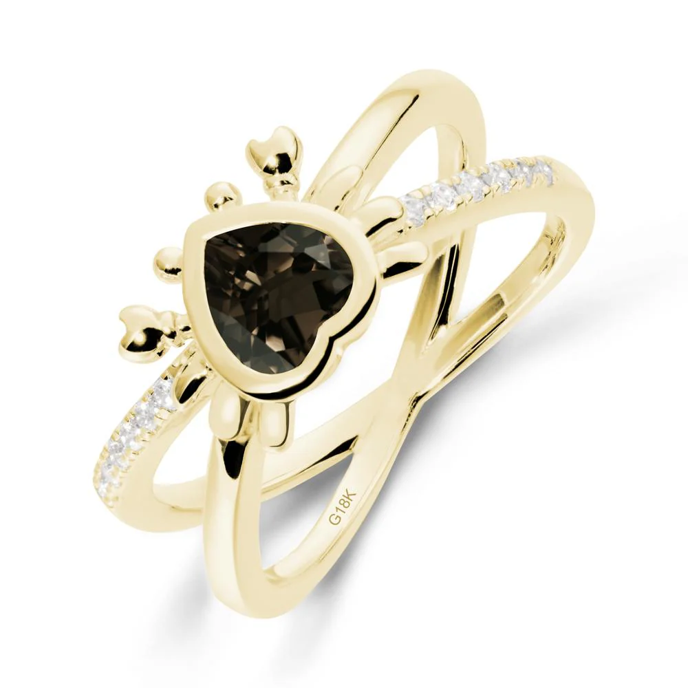 Smoky Quartz Criss Cross Double Band Crab Ring - Image 7