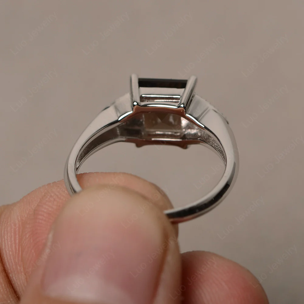 Smoky Quartz Engagement Ring Square Cut - Image 3