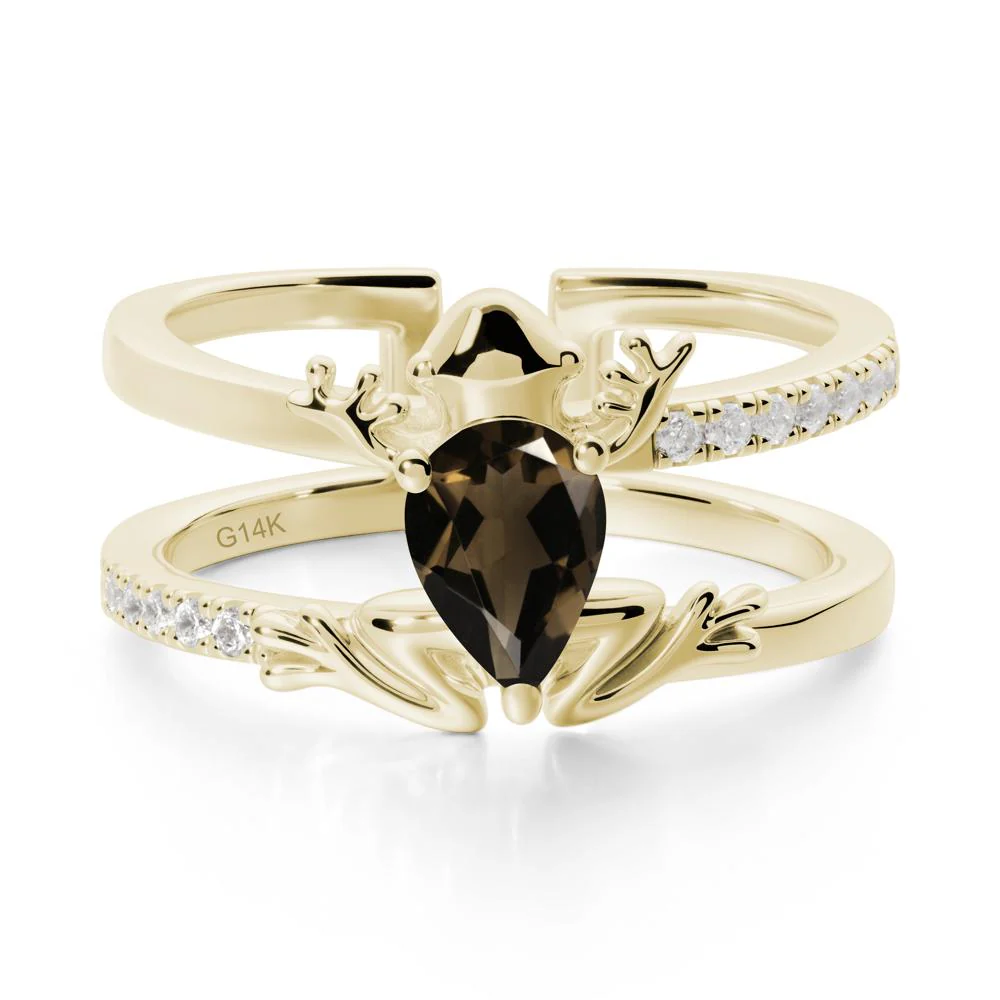 Smoky Quartz Frog Double Band Ring - Image 3