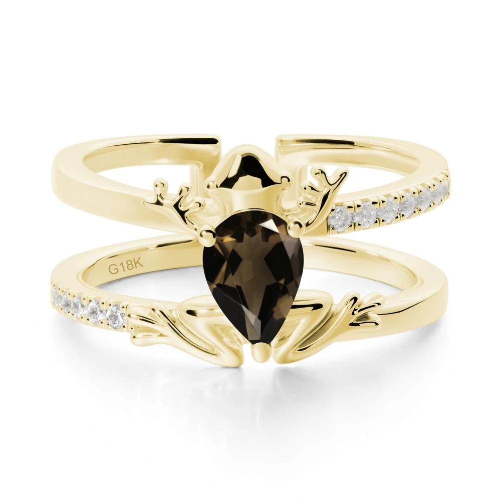 Smoky Quartz Frog Double Band Ring - Image 6