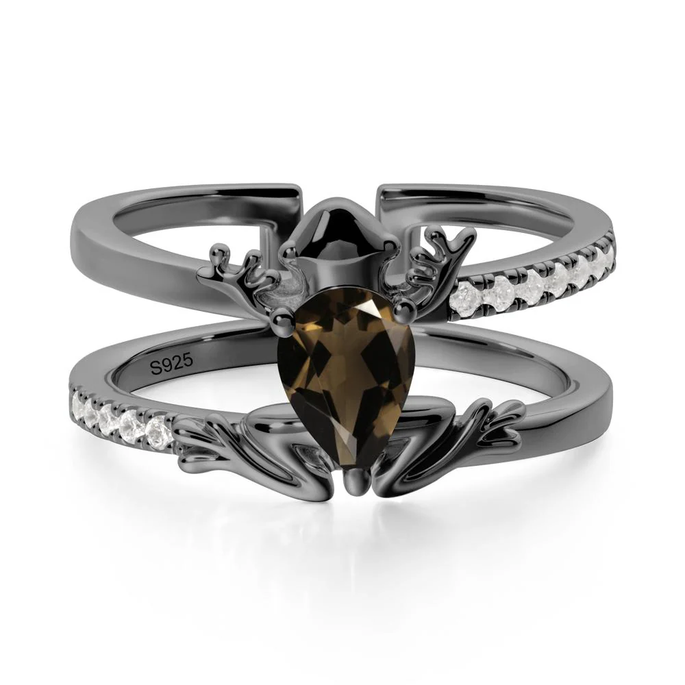 Smoky Quartz Frog Double Band Ring - Image 7