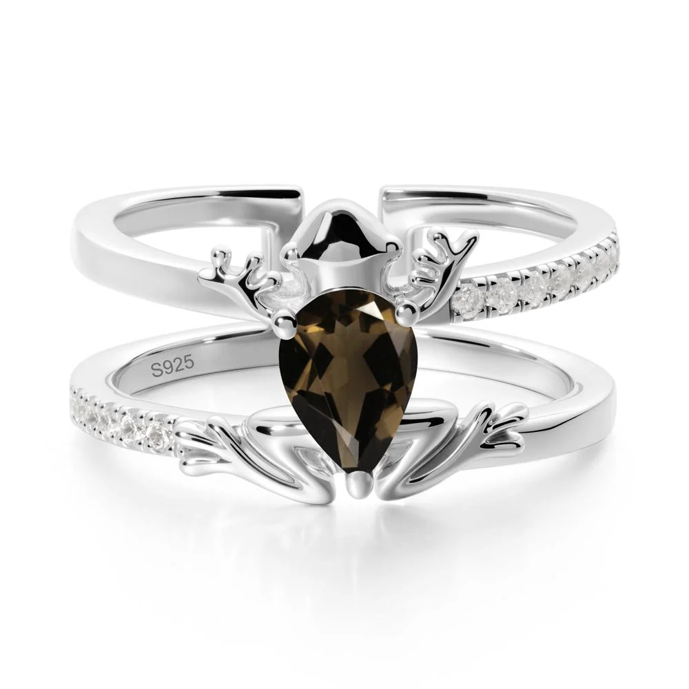 Smoky Quartz Frog Double Band Ring - Image 9