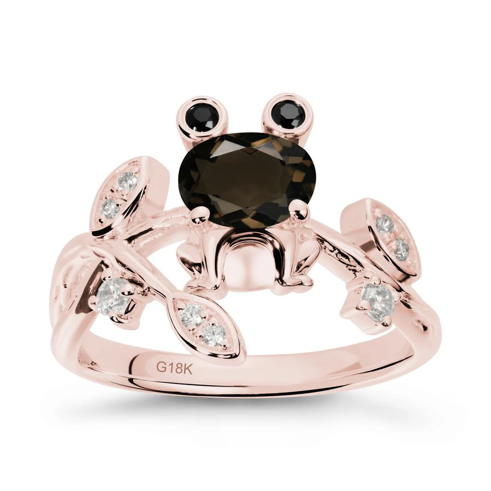 Smoky Quartz Frog Ring with Twisting Leaves and Branches - Image 5