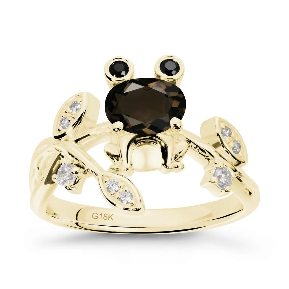 Smoky Quartz Frog Ring with Twisting Leaves and Branches - Image 7