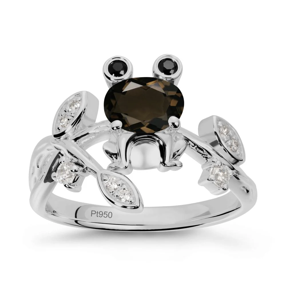 Smoky Quartz Frog Ring with Twisting Leaves and Branches - Image 8