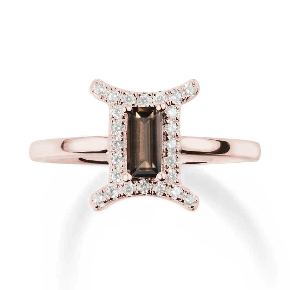Smoky Quartz Gemini Zodiac Halo Ring-Kind & Curious - Image 2