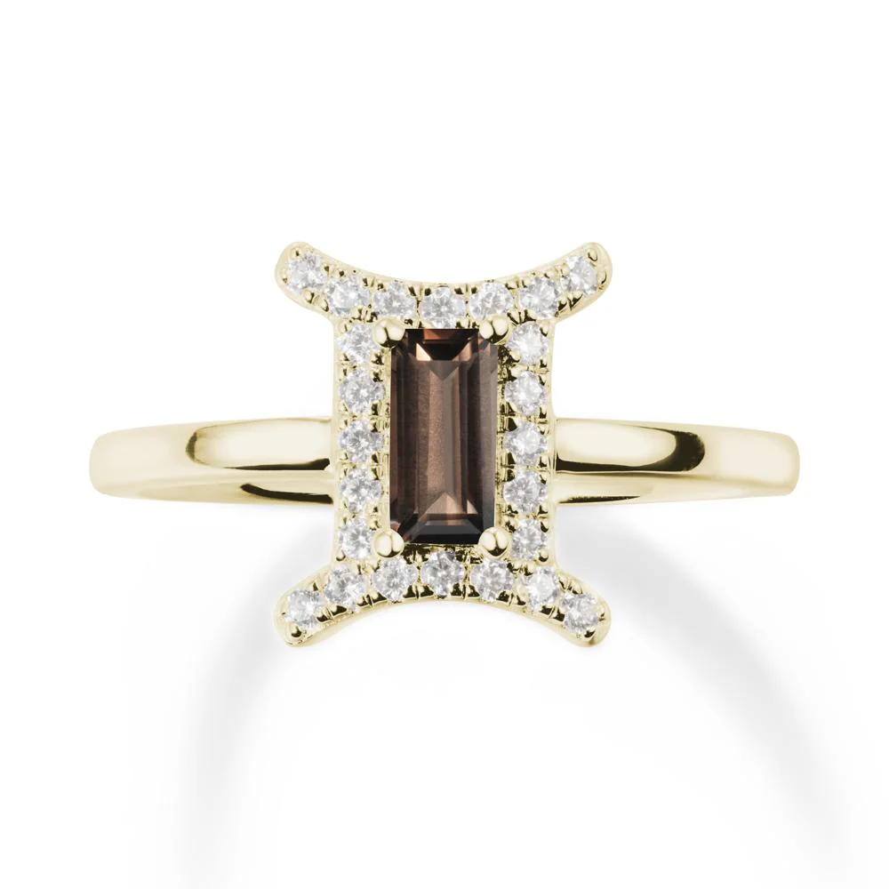 Smoky Quartz Gemini Zodiac Halo Ring-Kind & Curious - Image 4