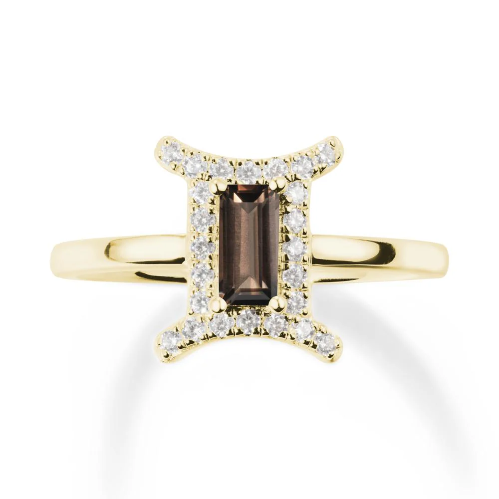 Smoky Quartz Gemini Zodiac Halo Ring-Kind & Curious - Image 7