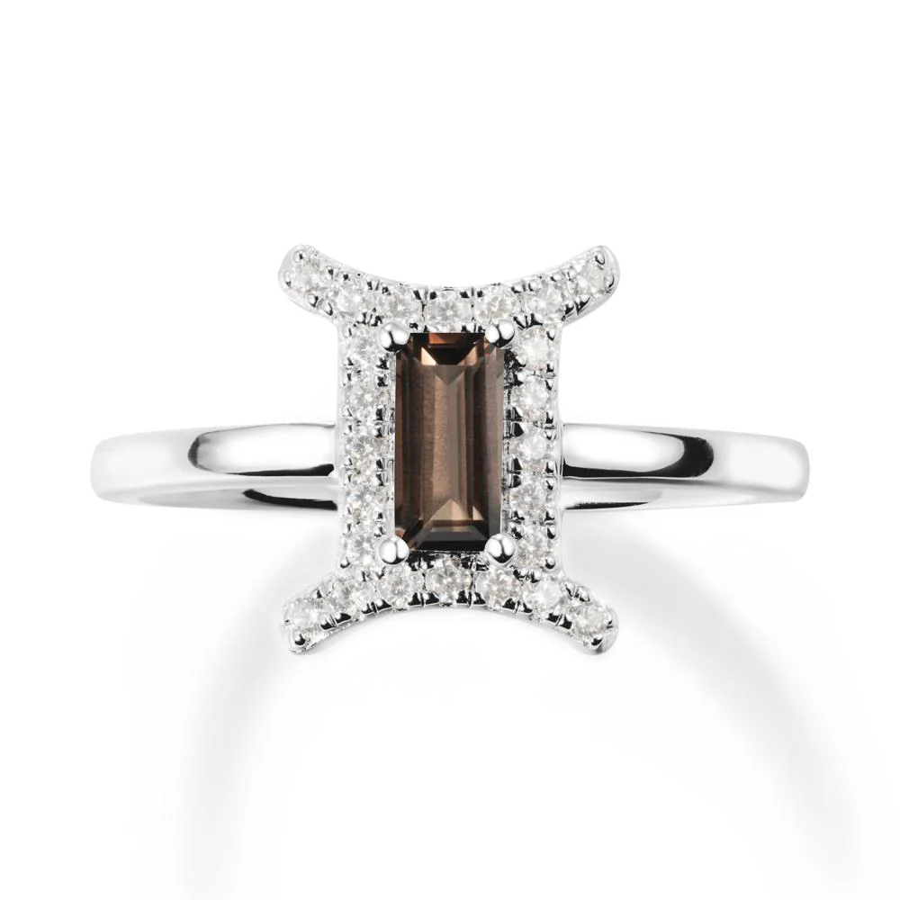 Smoky Quartz Gemini Zodiac Halo Ring-Kind & Curious - Image 9