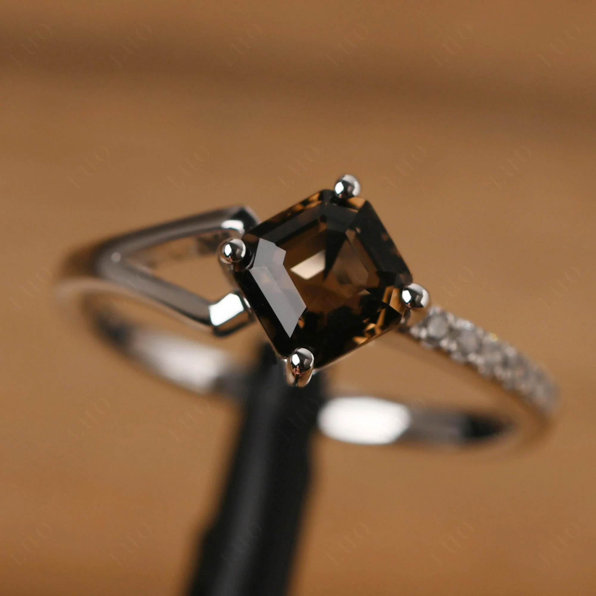Smoky Quartz Ring Asscher Engagement Ring - Image 10