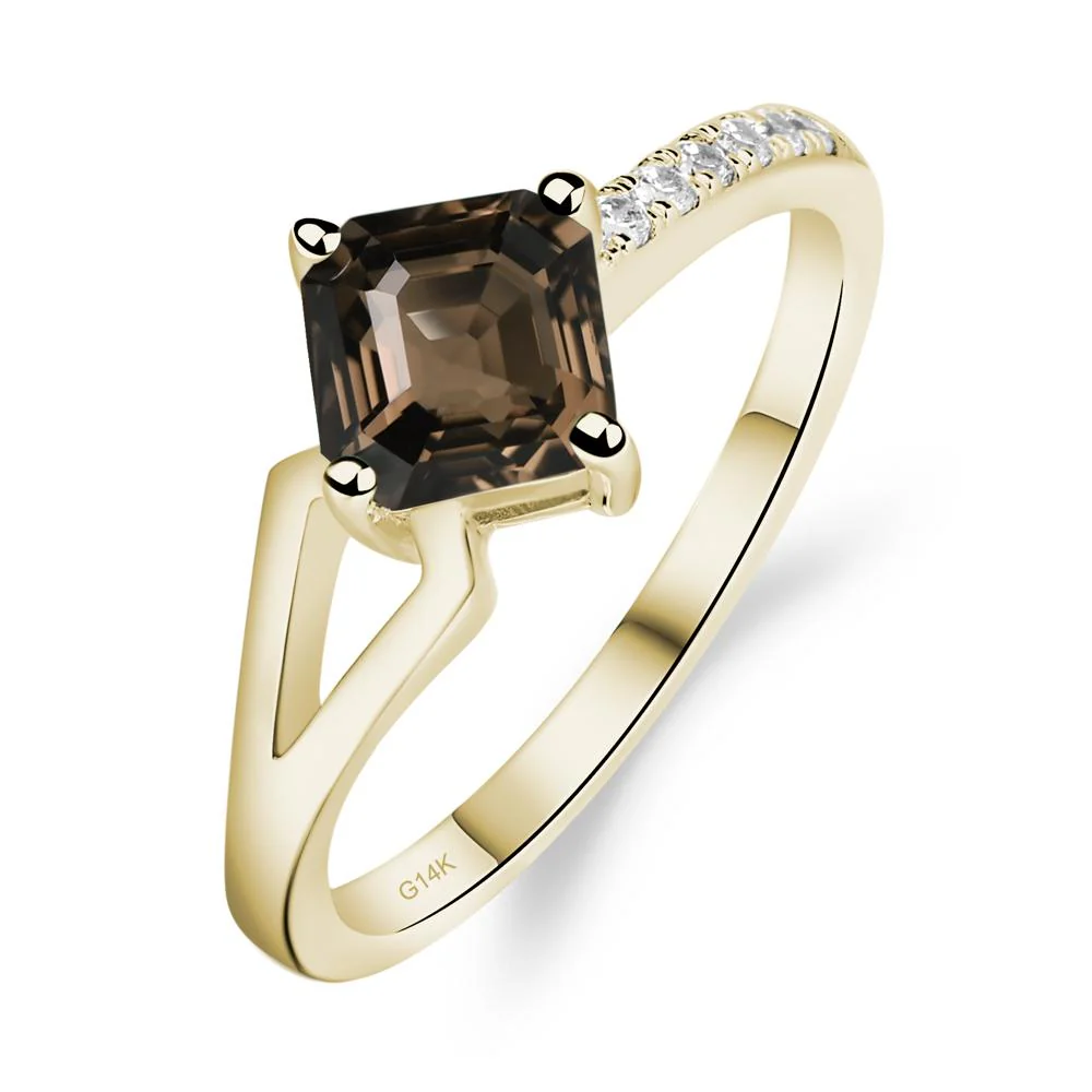 Smoky Quartz Ring Asscher Engagement Ring - Image 4