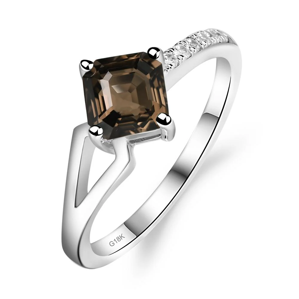 Smoky Quartz Ring Asscher Engagement Ring - Image 7