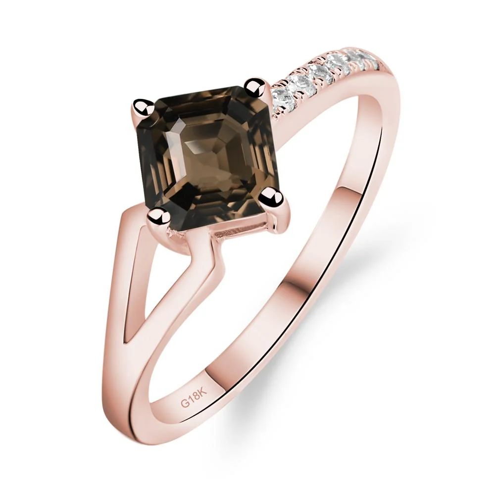 Smoky Quartz Ring Asscher Engagement Ring - Image 9