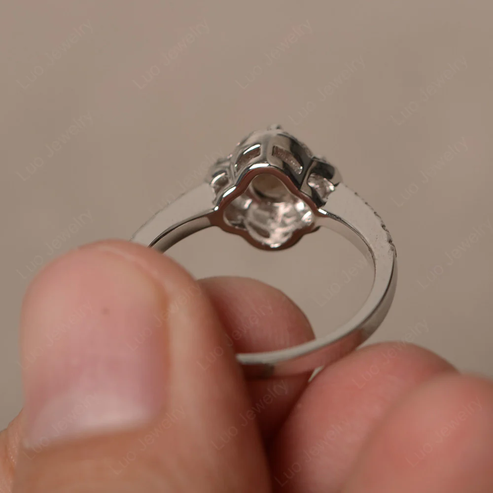 Smoky Quartz Halo Flower Engagement Ring - Image 2