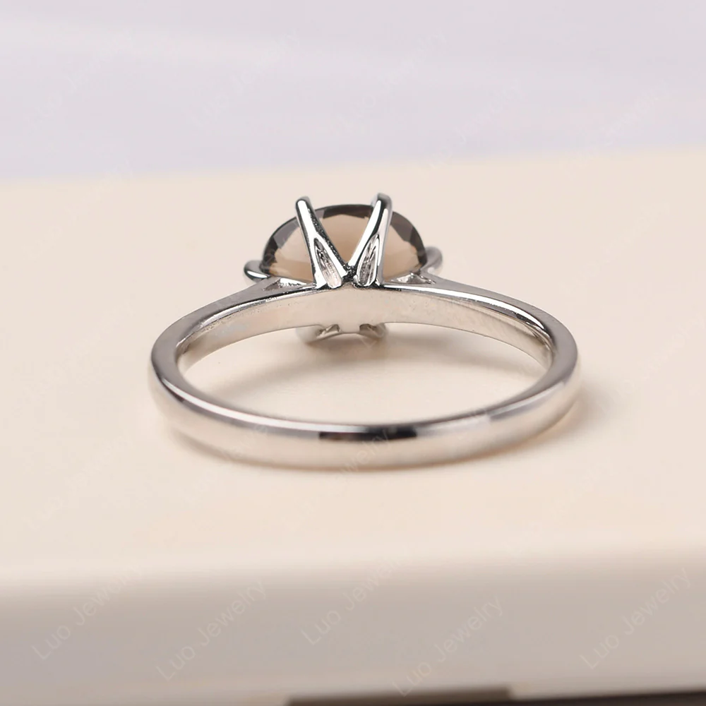 Smoky Quartz Six Prong Oval Engagement Ring - Image 3