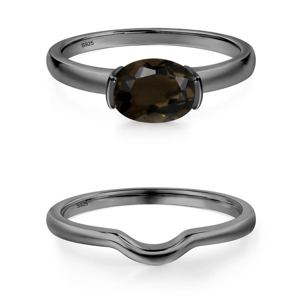 Oval Smoky Quartz Horizontal Engagement Ring - Image 15
