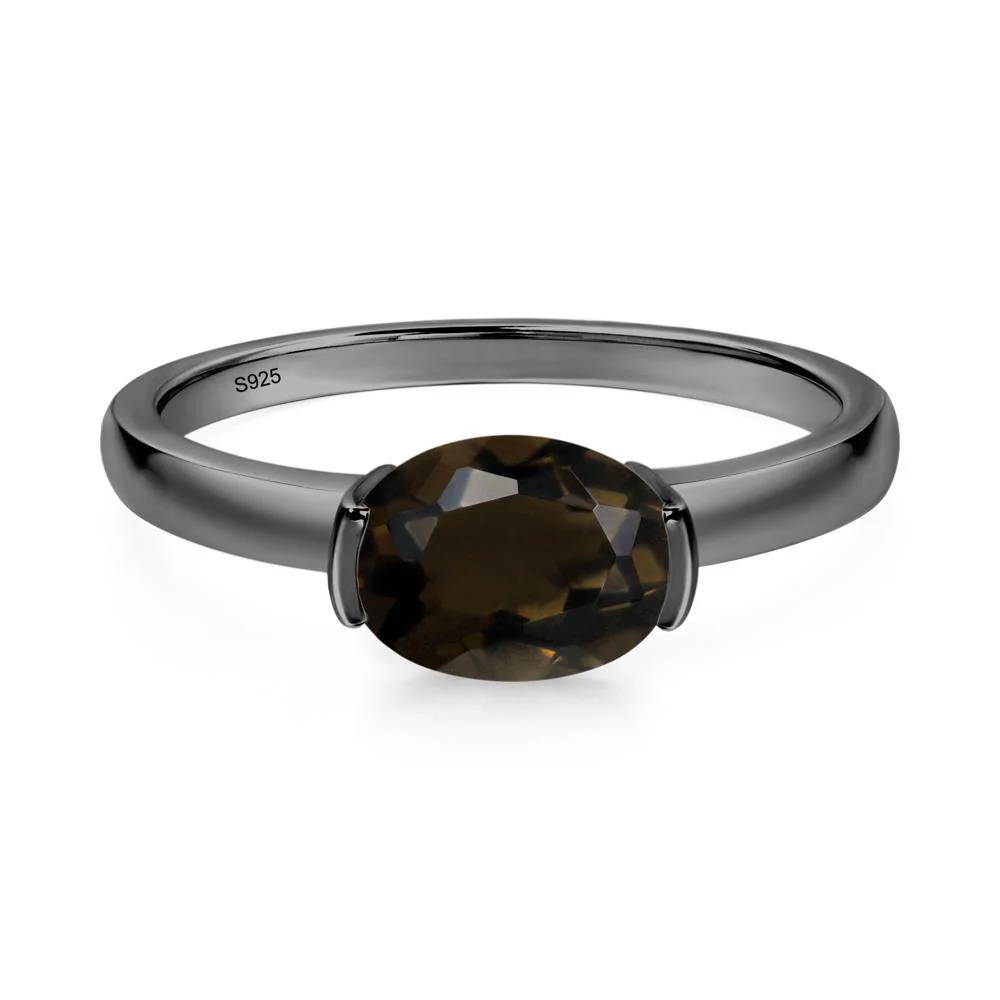 Oval Smoky Quartz Horizontal Engagement Ring - Image 3