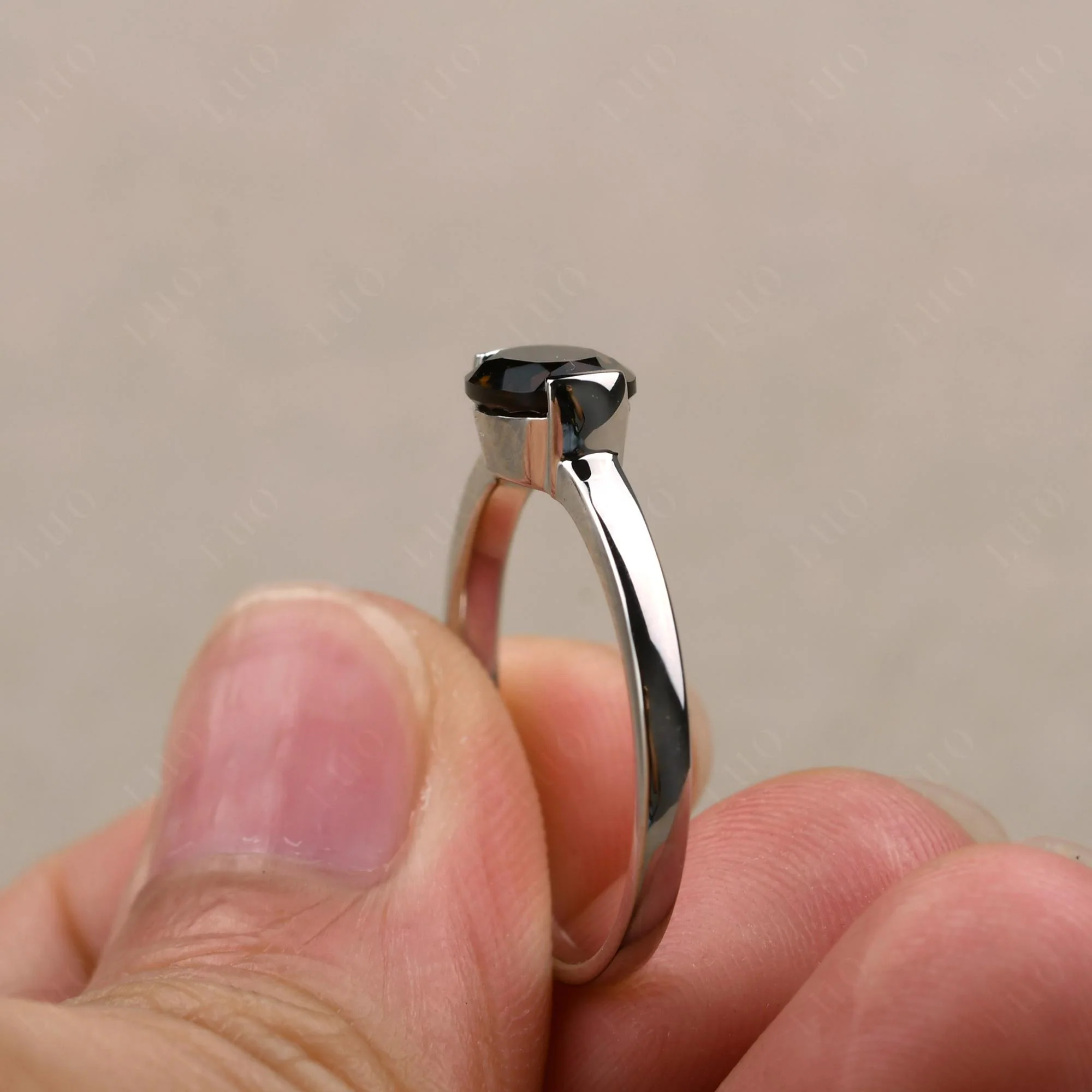 Oval Smoky Quartz Horizontal Engagement Ring - Image 32
