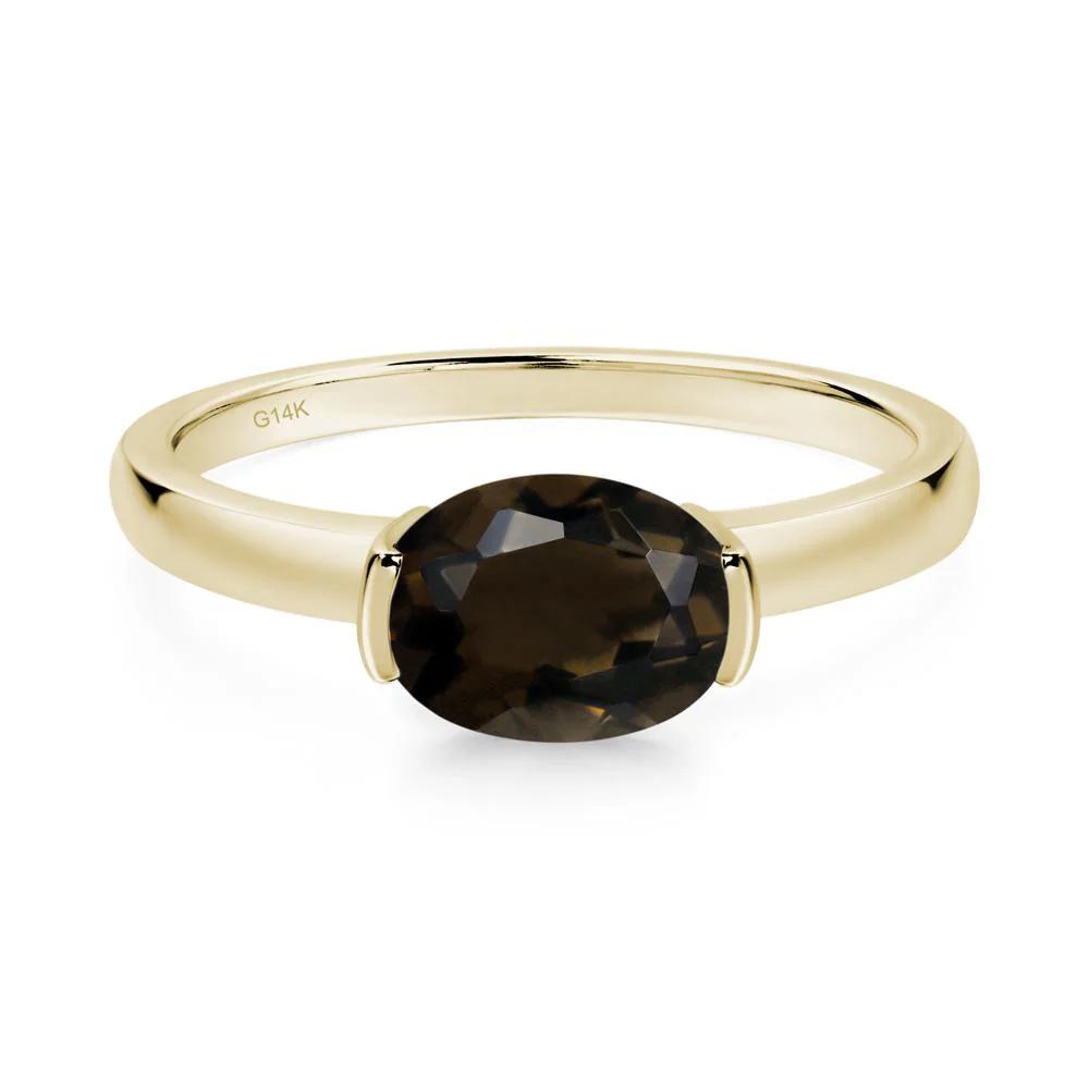 Oval Smoky Quartz Horizontal Engagement Ring - Image 5