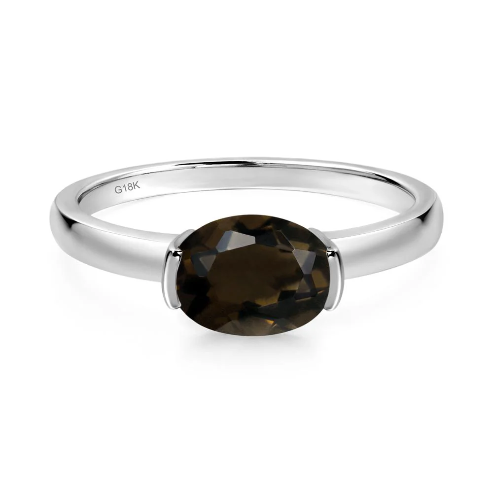 Oval Smoky Quartz Horizontal Engagement Ring - Image 7