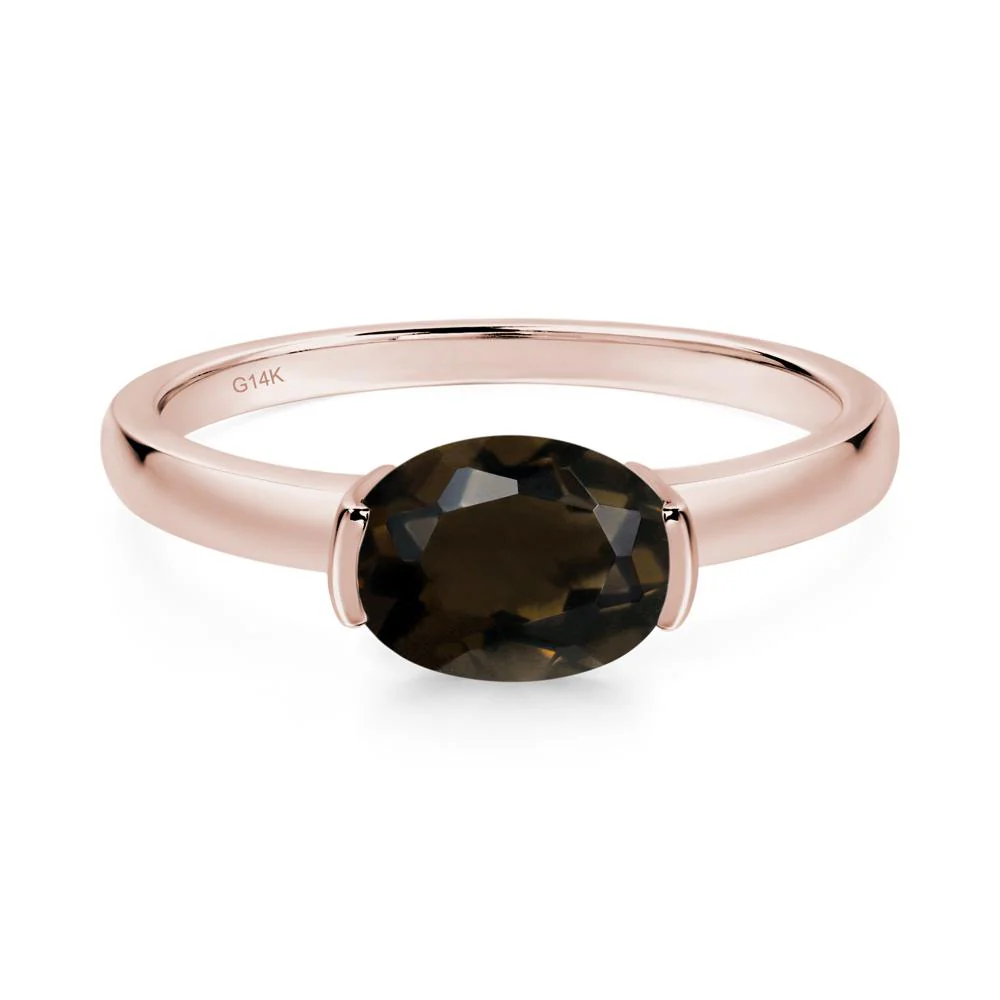 Oval Smoky Quartz Horizontal Engagement Ring - Image 8