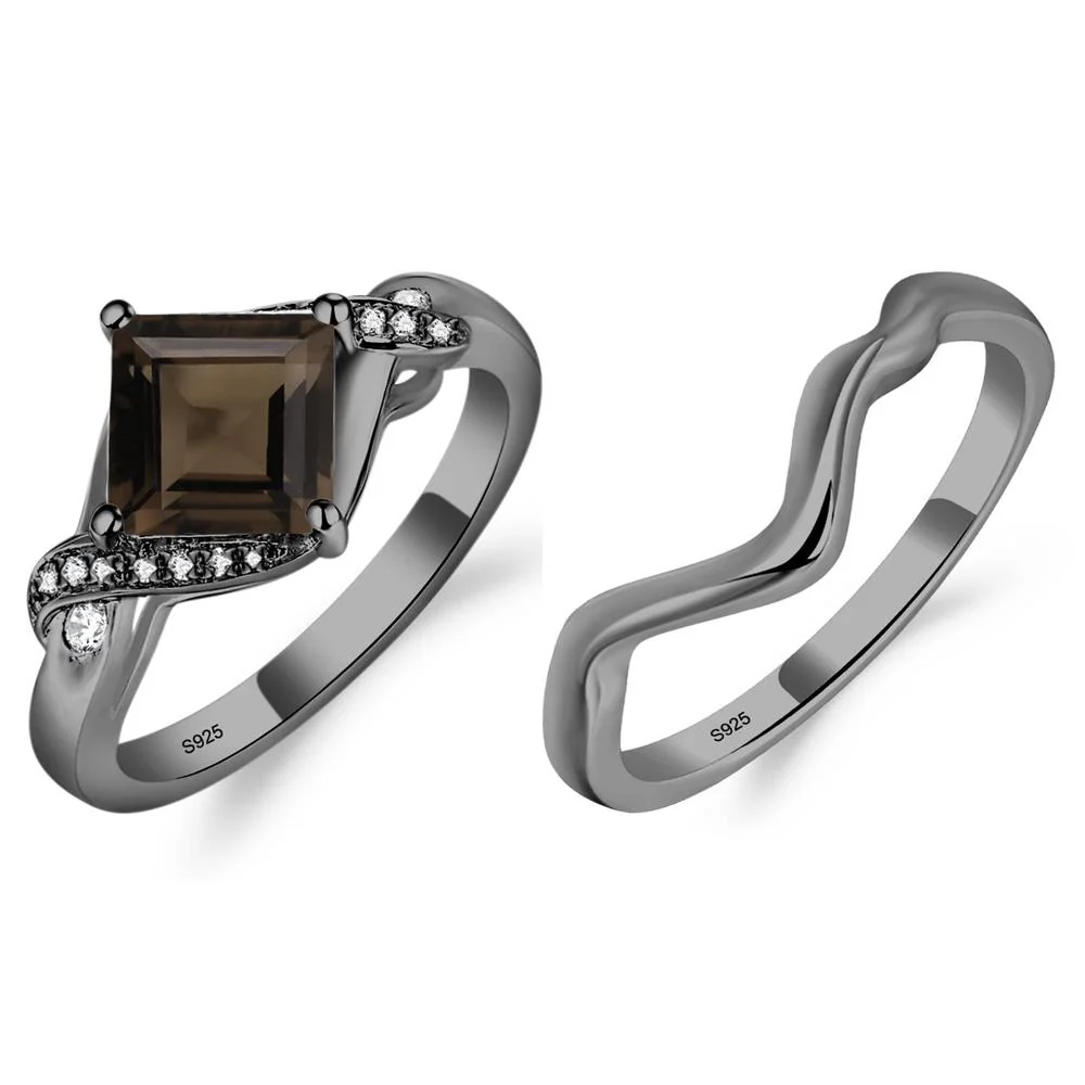 Smoky Quartz Kite Set Square Cut Ring - Image 21