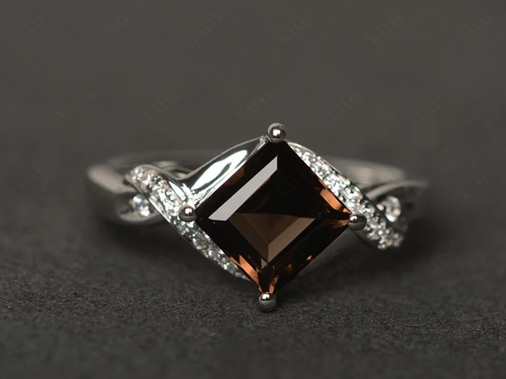 Smoky Quartz Kite Set Square Cut Ring - Image 29