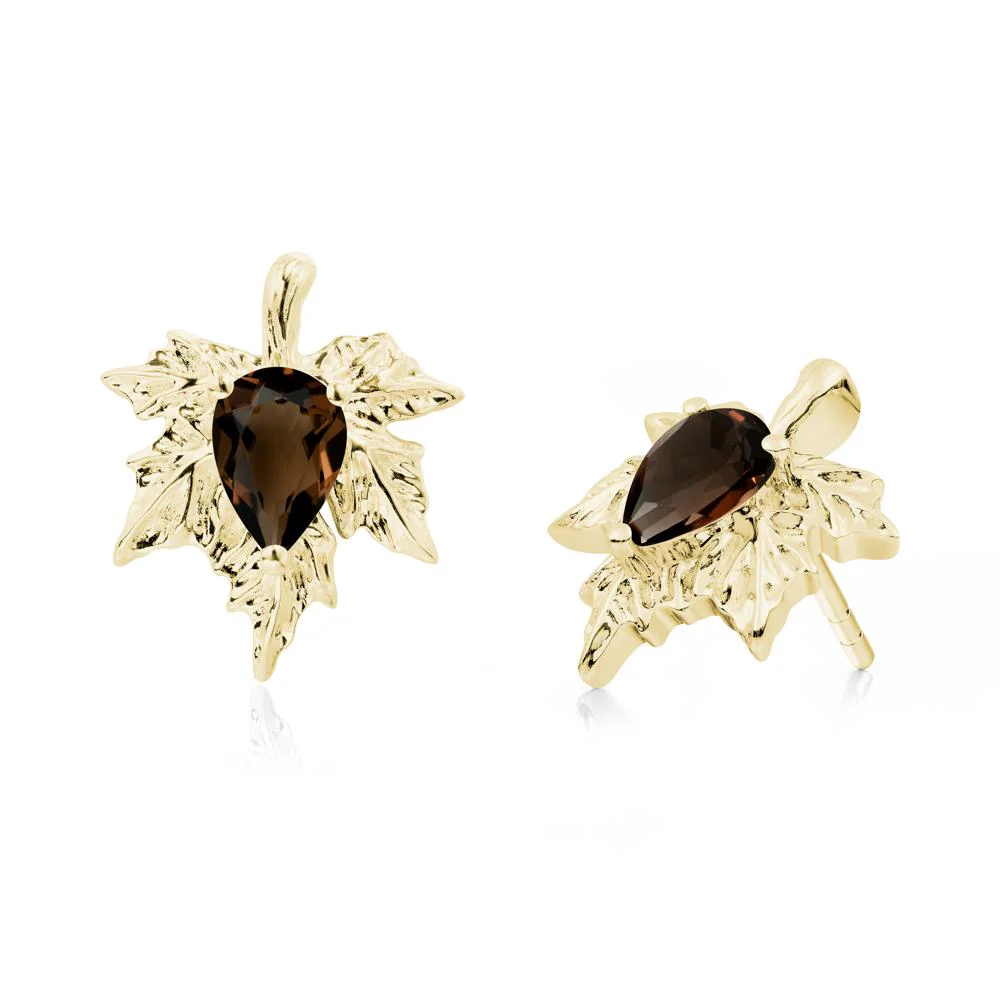 Smoky Quartz Maple Stud Earrings - Image 5