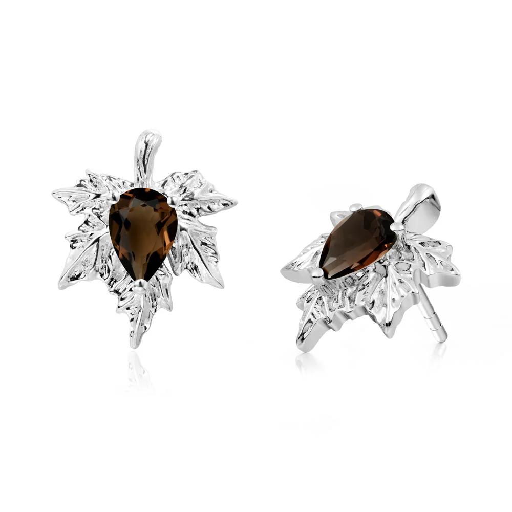 Smoky Quartz Maple Stud Earrings - Image 7